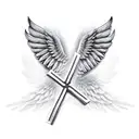 Wings with Cross tattoo design idea