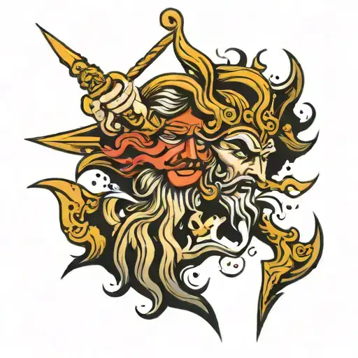 poseidon trident tattoo design idea