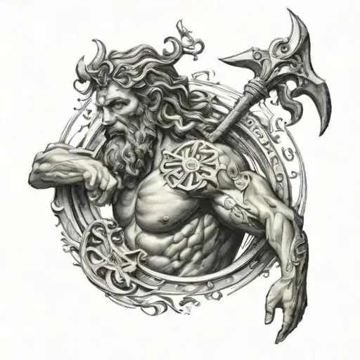 poseidon trident tattoo design idea