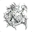 poseidon trident tattoo design idea