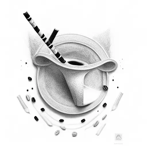 cap, cigarette, coffee tattoo design idea