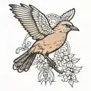 mockingbird flying tattoo design idea