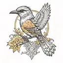 mockingbird flying tattoo design idea