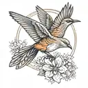 mockingbird flying tattoo design idea