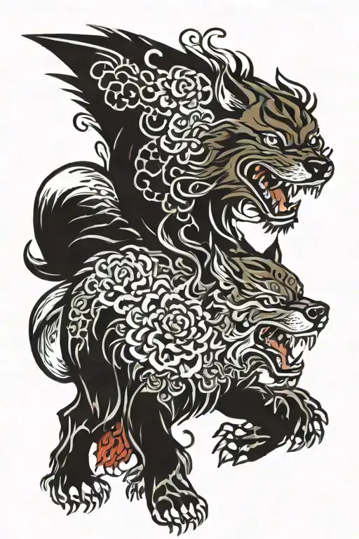 fenrir wolf yakuza tattoo design idea