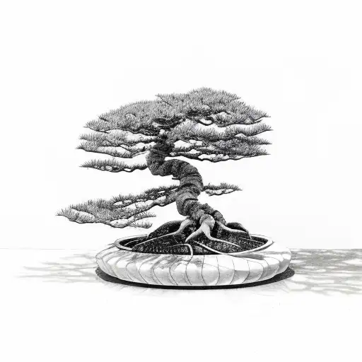 bonsai tree tattoo design idea