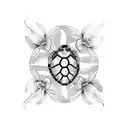 Hawaiian plumeria sea turtle tattoo design idea