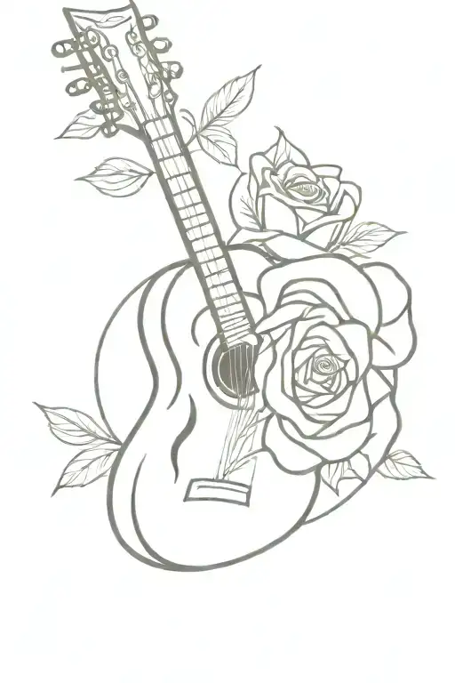 guitar halo roses tattoo design idea