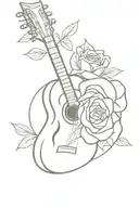 guitar halo roses tattoo design idea