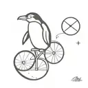 penguin riding a bicycle tattoo design idea