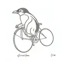 penguin riding a bicycle tattoo design idea