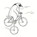 penguin riding a bicycle tattoo design idea