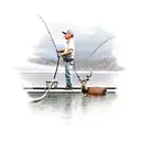 grandfather fishing on dock with grandkids. deer hunting and military background. religious tattoo design idea