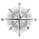 A compass rose surrounded by intricate map details tattoo design idea