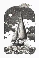 A sailboat dancing tango with the waves tattoo design idea