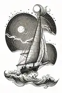 A sailboat dancing tango with the waves tattoo design idea