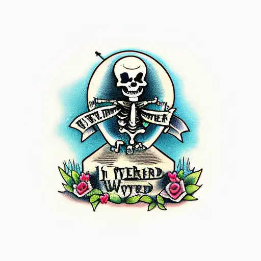 Skeleton climbing out of grave headstone says "I've been worse"  tattoo design idea