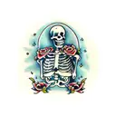 skeleton with tombstone tattoo design idea