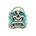 skeleton with tombstone tattoo design idea
