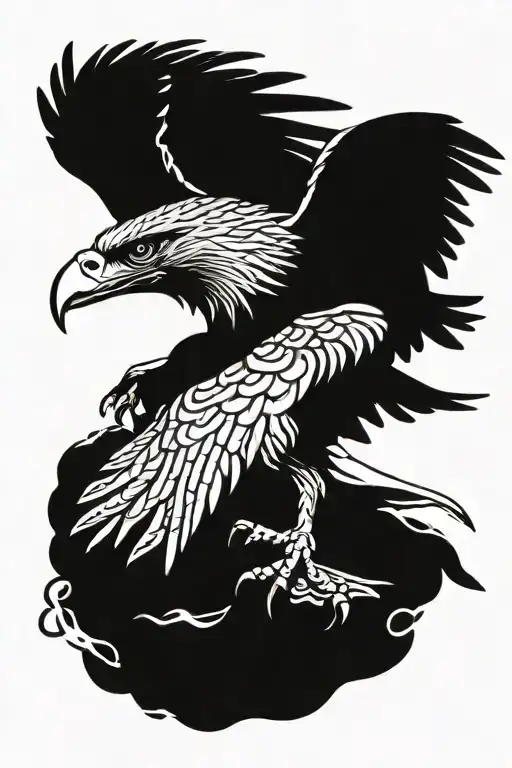 eagle sitting sideways samurai tattoo design idea