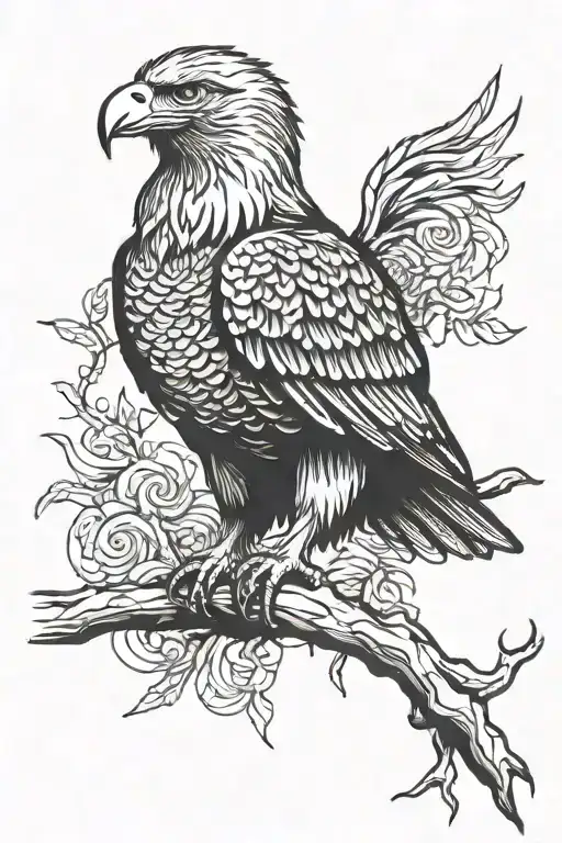 eagle sitting sideways blue bonets   tattoo design idea