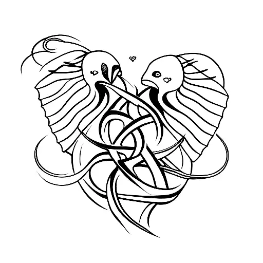 A minimalist tattoo of a heart intertwined with a Pisces symbol, representing the client's love for John Loyd and their Pisces horoscope. tattoo design idea