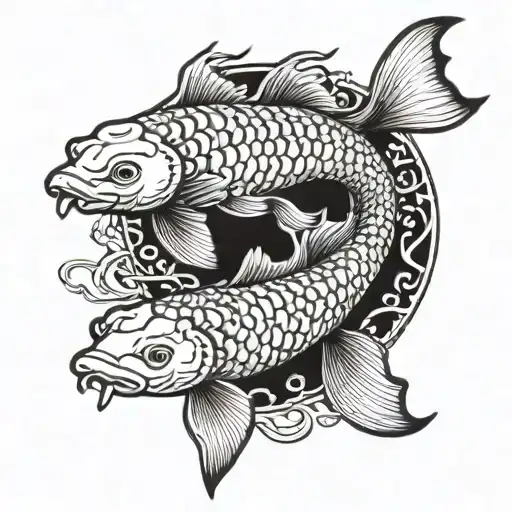 pez koi con la letra A tattoo design idea
