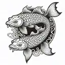 pez koi con la letra A tattoo design idea