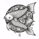 pez koi con la letra A tattoo design idea