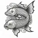 pez koi con la letra A tattoo design idea