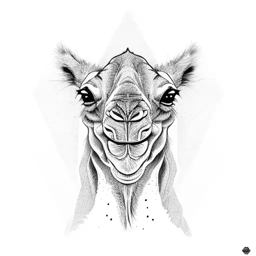 one line camel tattoo design idea