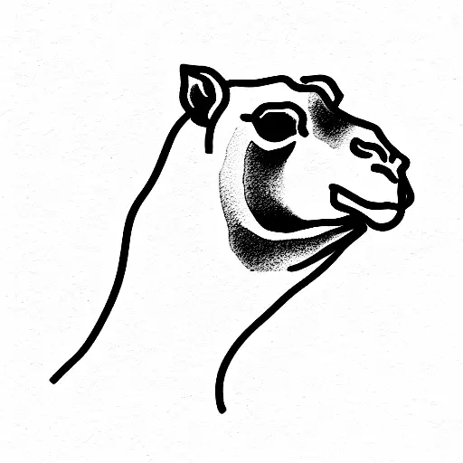 camel on the side in the desert tattoo design idea