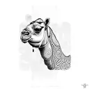 one line camel tattoo design idea