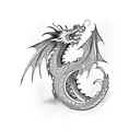 dragon mage abstract side body. left leg, left arm, left shoulder, left hips, left side of the body. technology.  tattoo design idea