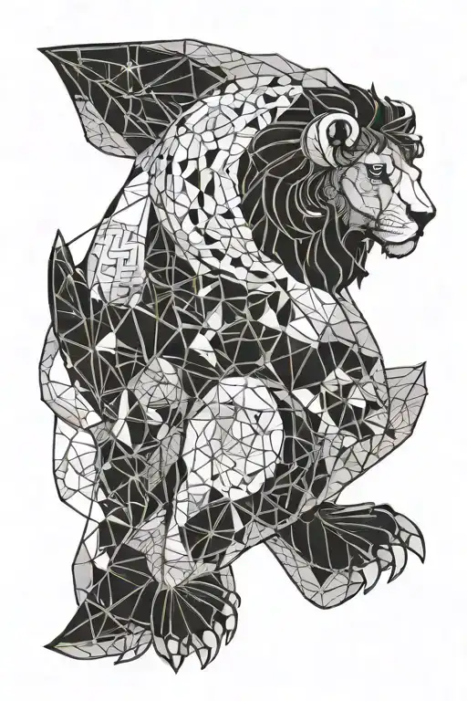 ram plush, lion plush, fish plush tattoo design idea