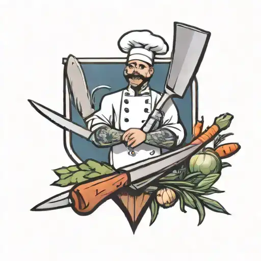 chef's knife and vegetables tattoo design idea
