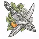 chef's knife and vegetables tattoo design idea