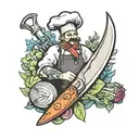 chef's knife and vegetables tattoo design idea