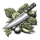 chef's knife and vegetables tattoo design idea