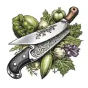 chef's knife and vegetables tattoo design idea