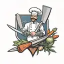 chef's knife and vegetables tattoo design idea