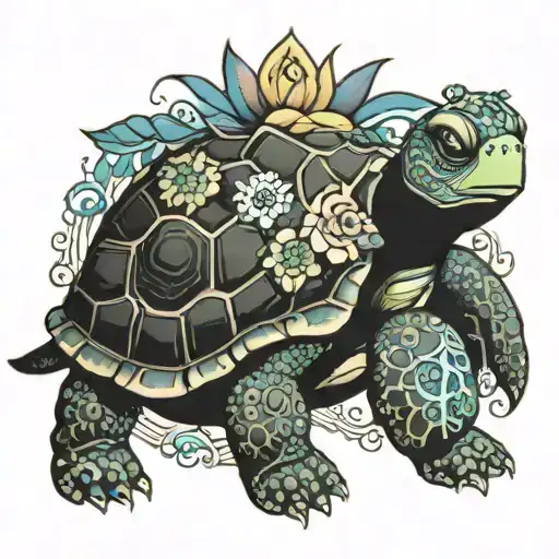 turtle yogi universe chakra mystic tattoo design idea