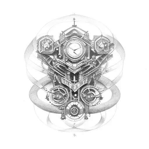 steampunk muscular structure tattoo design idea
