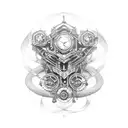 steampunk muscular structure tattoo design idea