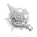 steampunk muscular structure tattoo design idea