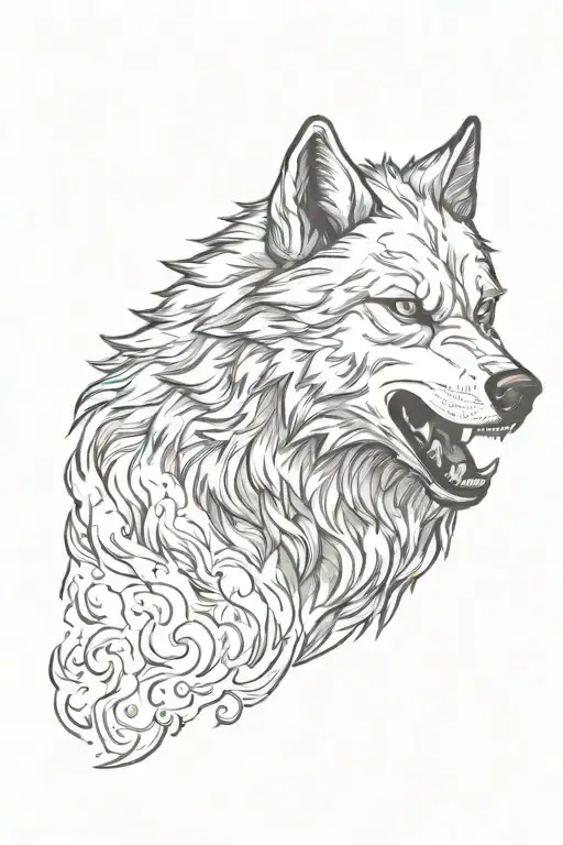 wolf face stencil tattoo