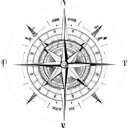 compass clock and arrows tattoo design idea