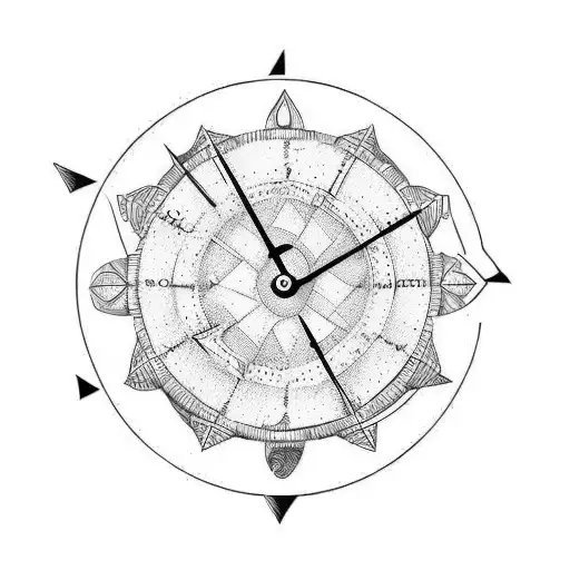 clock and globe with arrow through tattoo design idea