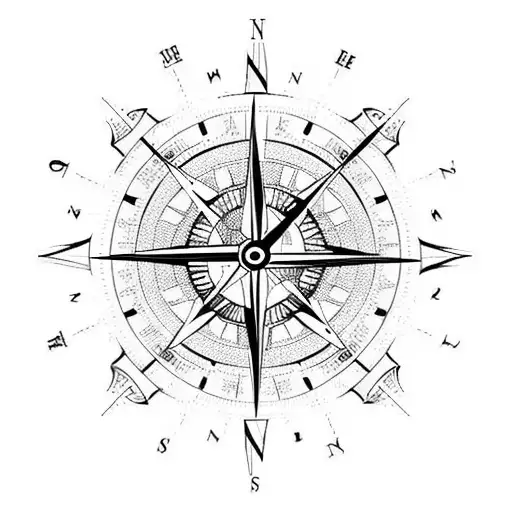 part compass clock and globe with arrow through tattoo design idea