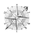 compass clock and arrows tattoo design idea